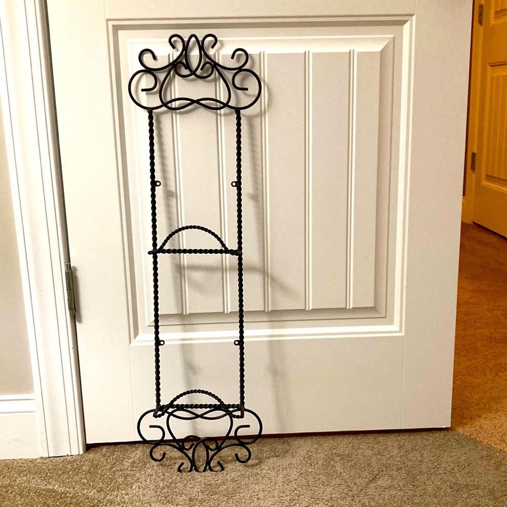 Home Interiors Dark Brown Scroll Dual Hanging Plate Rack